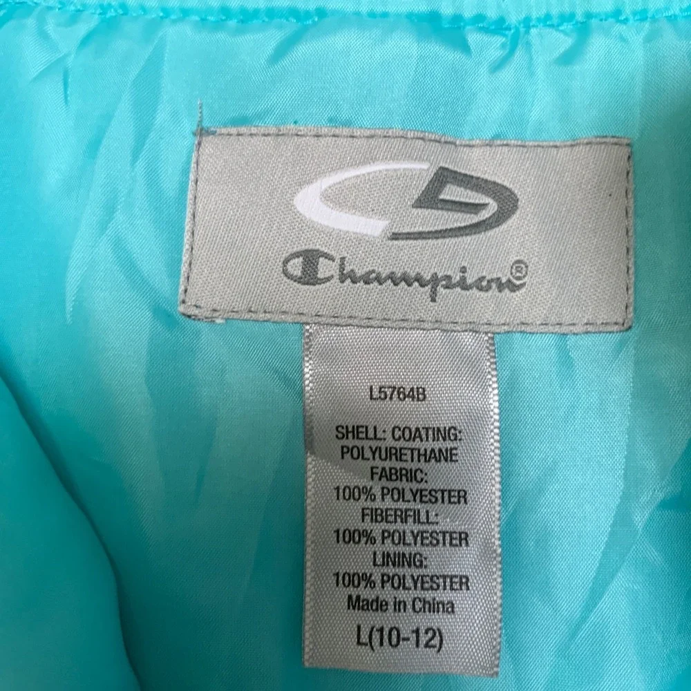 Champion Snow Bib Overall Girls Large Blue Adjustable Strap Insulated Zip Pocket